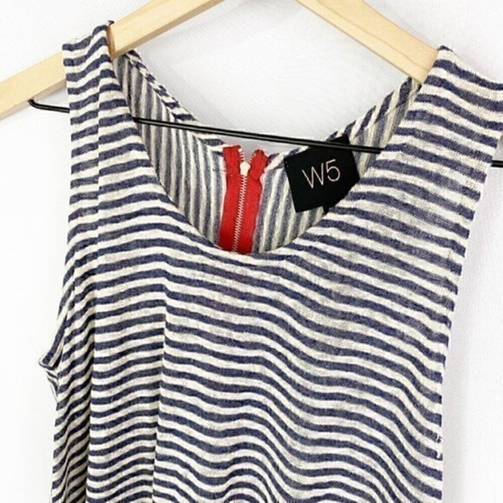 Anthropologies W5 Stripped High Low‎ Top Navy Blue White Small - Picture 5 of 11